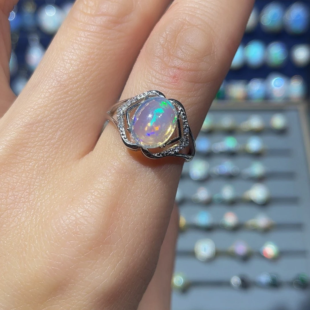 欧泊欧泊戒指银S925镶嵌招*?