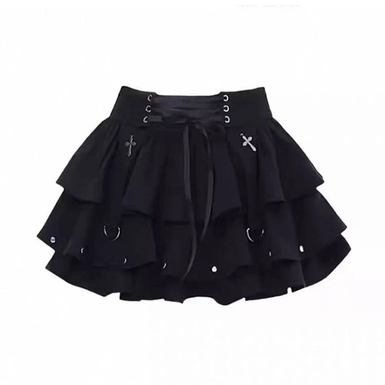 黑色丝带绑带十字架半身裙，实物以直播间为准！！！