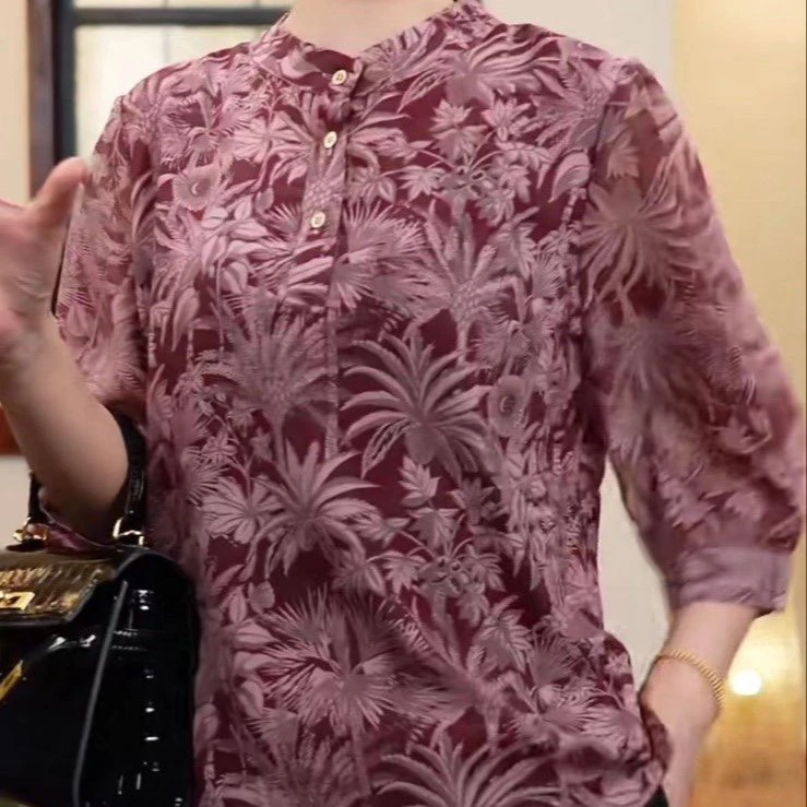 时尚上衣轻薄衬衫透气秋季2025气质新款衬衣洋气妈妈显瘦打底