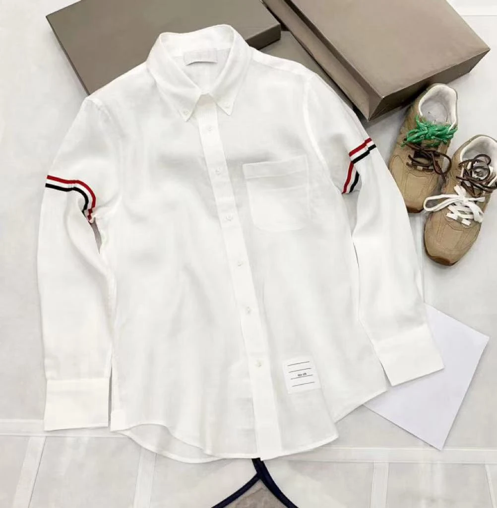 M.CHARMIE 苎麻 轻奢三色织带学院风衬衫 E001TB089