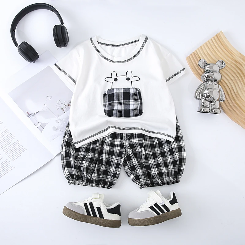 男女宝宝新款韩系可爱套装小童夏透气两件套装吸汗纯棉凉快灯笼裤