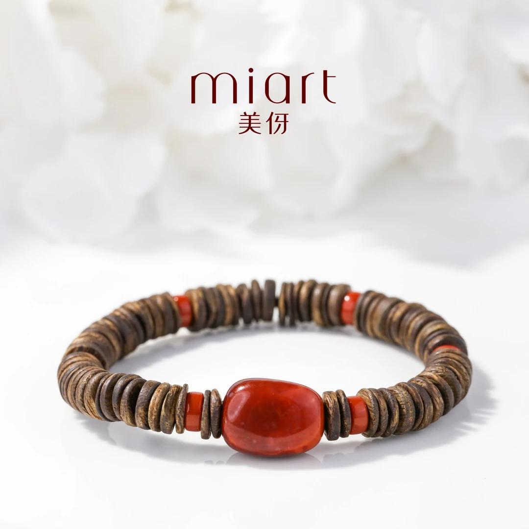 沉香沉香片珠配随型南红手串【红棠】CX62407016