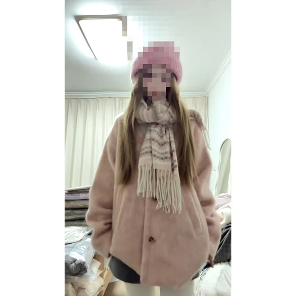 韩系粉色毛呢大衣女秋冬2025新款爆款小香风高级感外套短裤套装