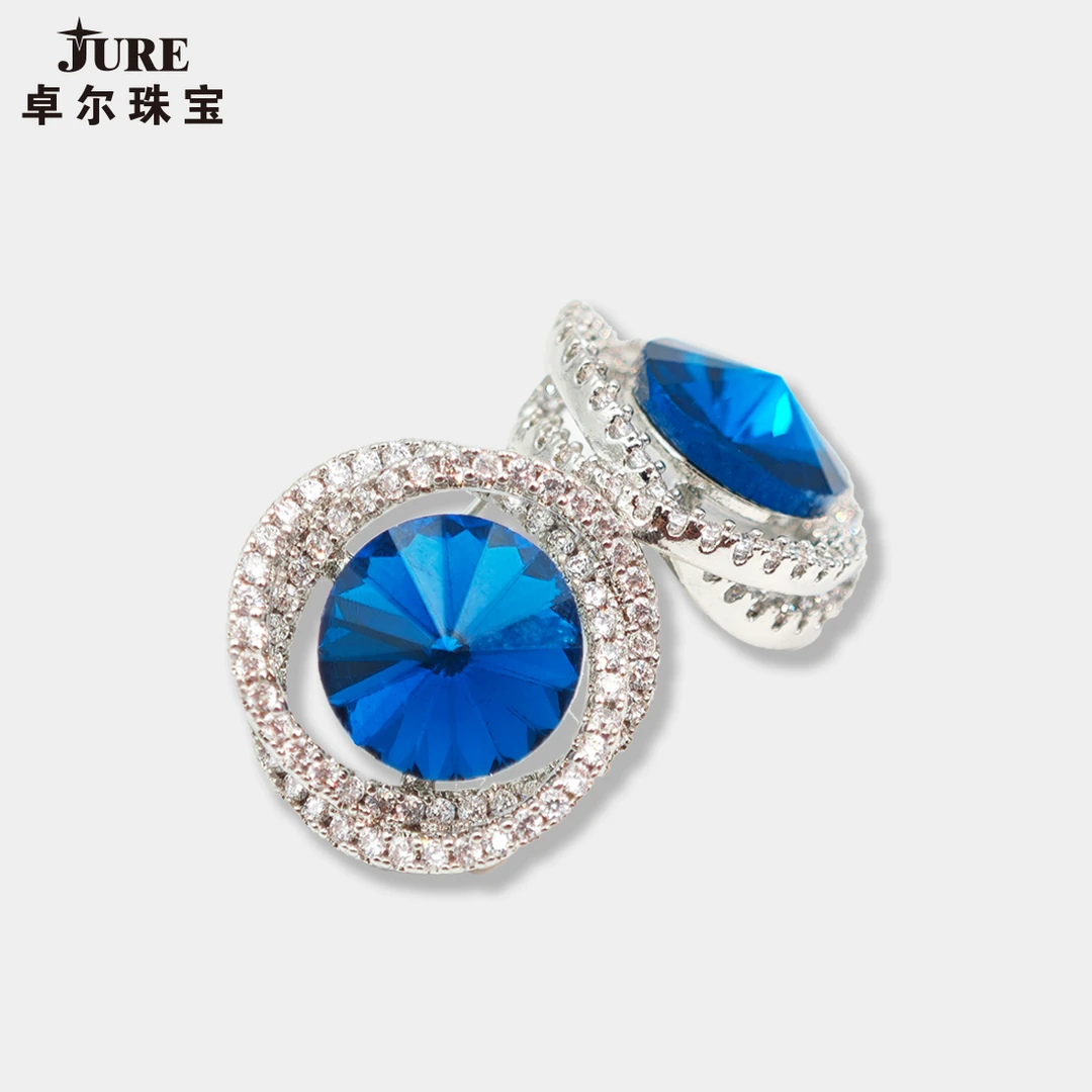 JURE/卓尔珠宝 铜合金耳饰 【正品】Lanu岚语系列｜澈蓝耳钉海洋之心