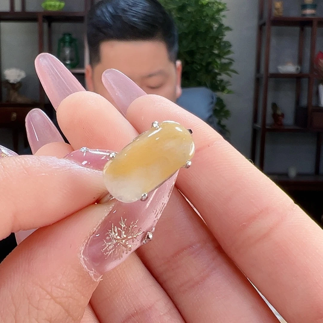 翡翠耳饰银S925镶嵌戒指38