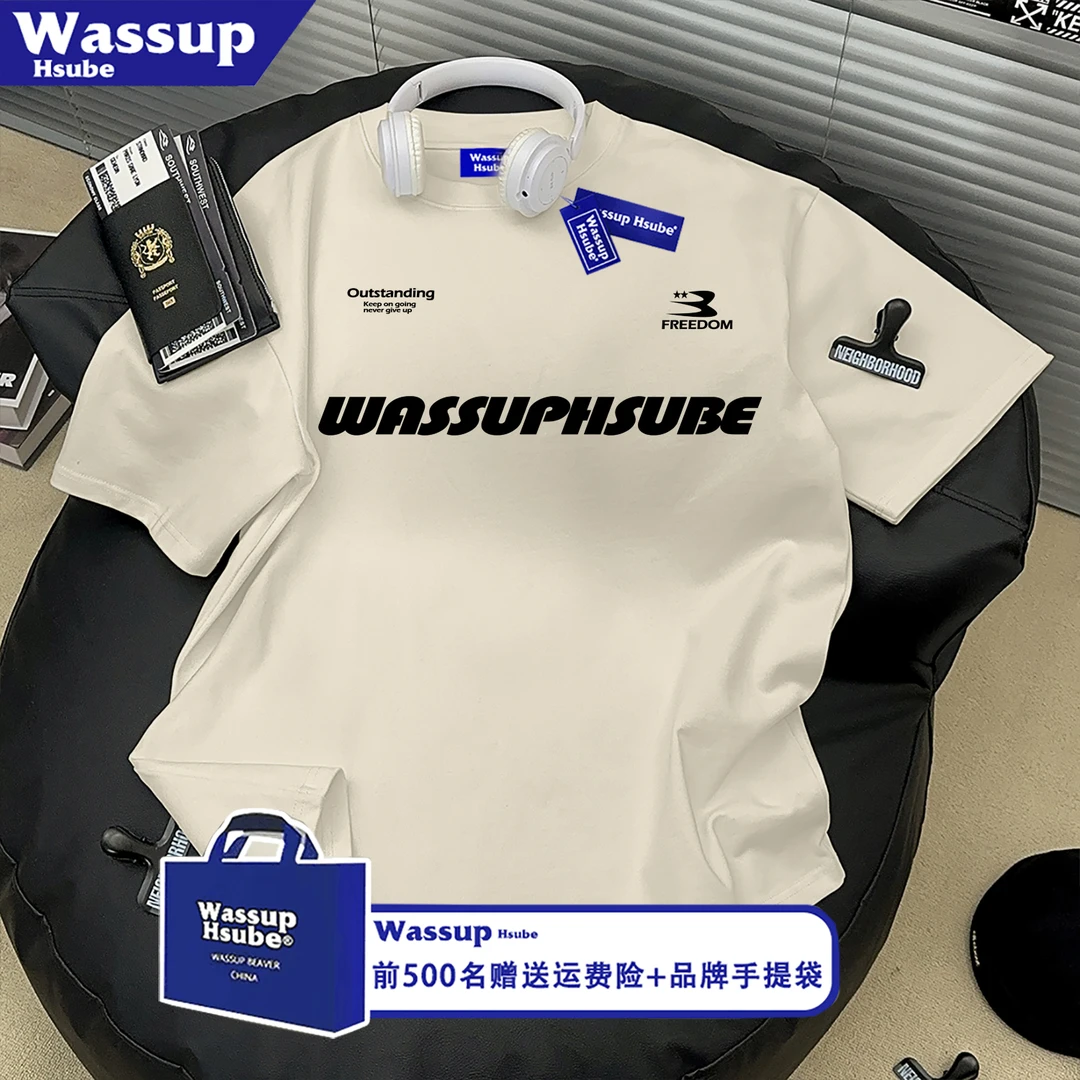 WASSUP HSUBE纯棉短袖T恤男女夏季宽松百搭潮牌街头ins半袖上衣服