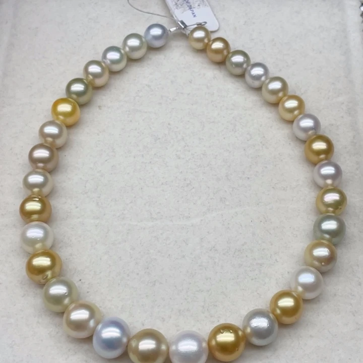 未镶嵌项链海水珍珠糖果混彩色10-14