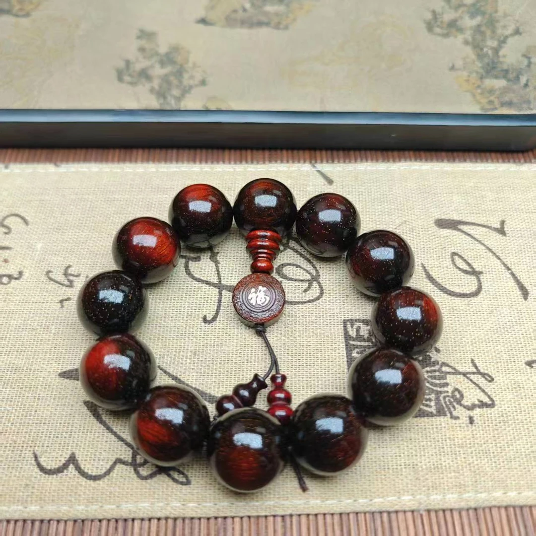 2.0爆星紫檀手串福字牌030