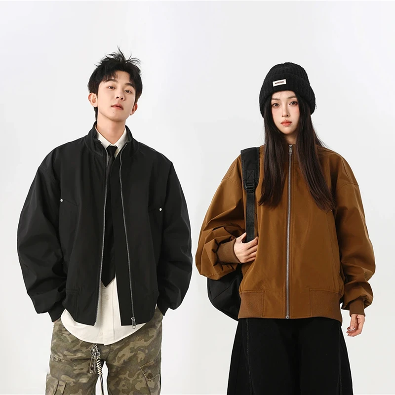 2025春季新款美式高街廊形飞行夹克外套男复古美拉德休闲情侣外套