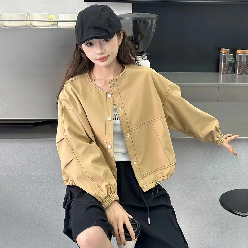 外套女短款2025通勤明线百搭春季短外套韩版简约网红上衣宽松夹克