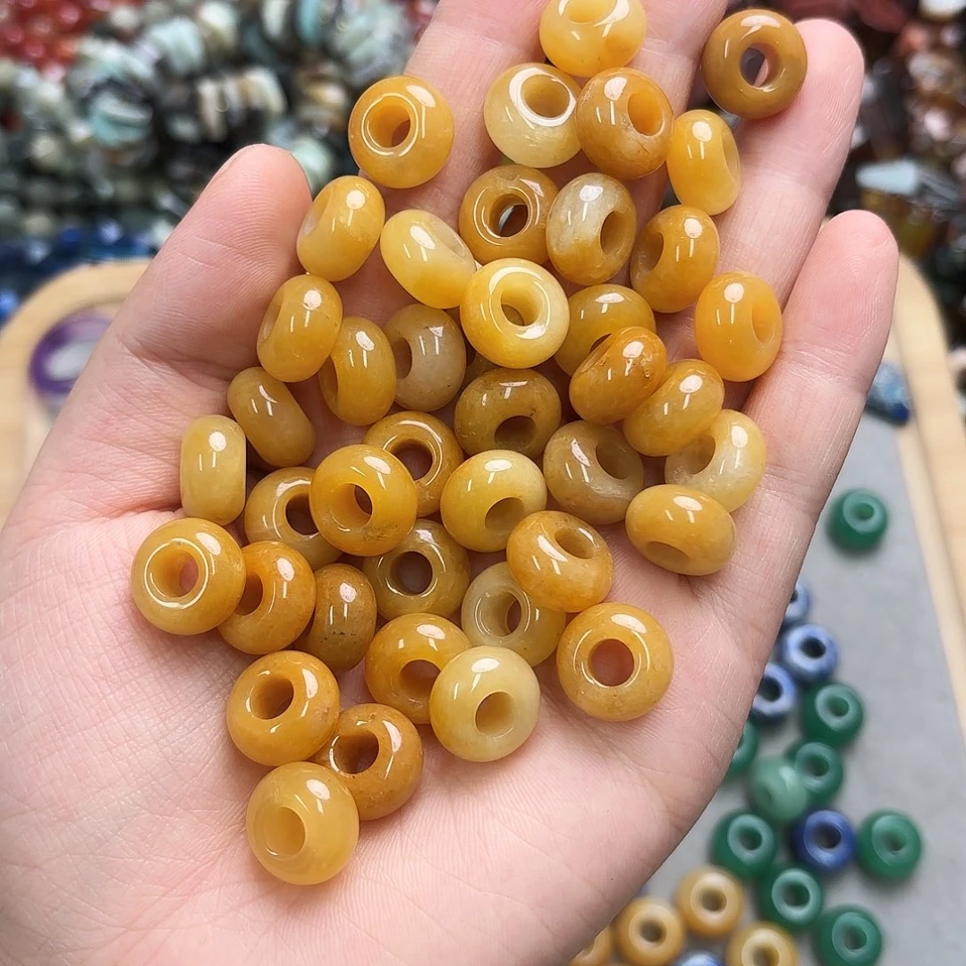 玛瑙/玉髓未镶嵌珠宝半成品卡14米黄玉面包圈4颗
