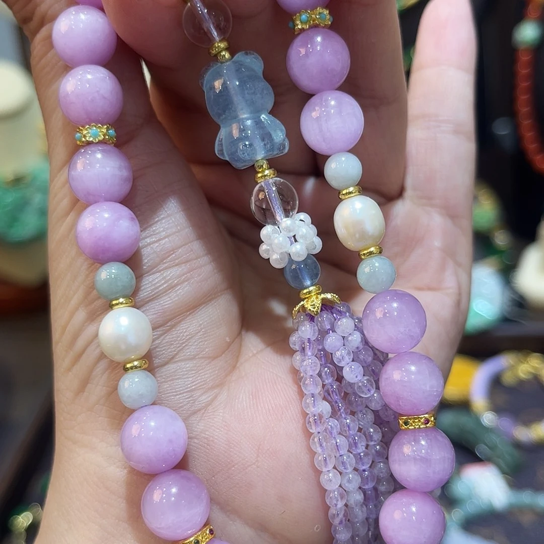 何***田手串锂辉石未镶嵌手串