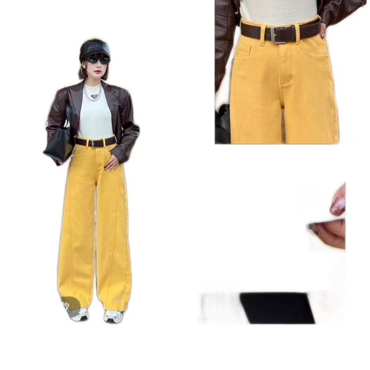 25230款加绒断箭牛仔拖地裤