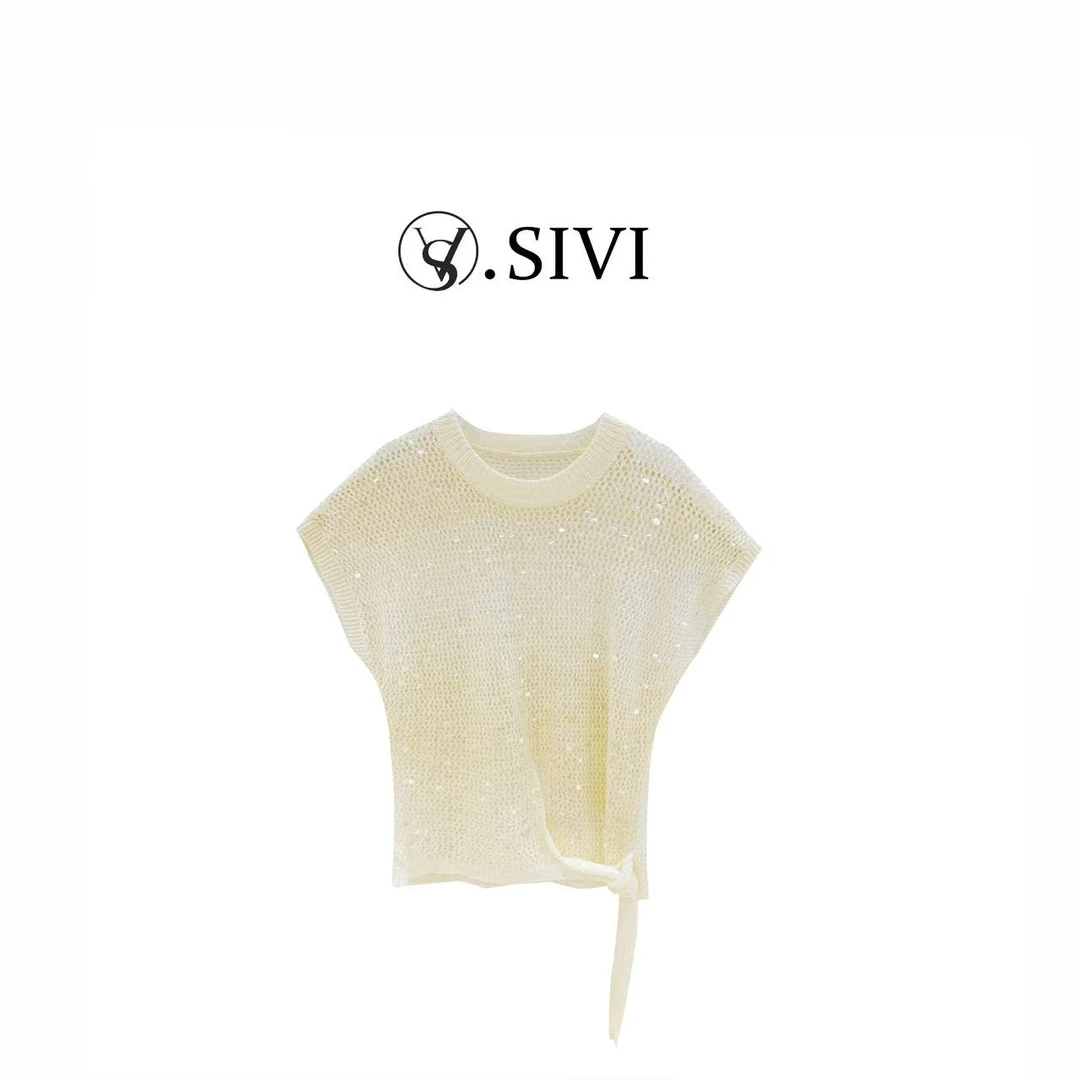 熙薇【金风玉露】2025夏季新款时尚休闲设计师毛衣上衣H2747