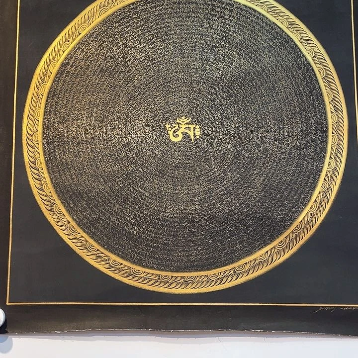 装裱画60×60黑金拉嘎王六字真言