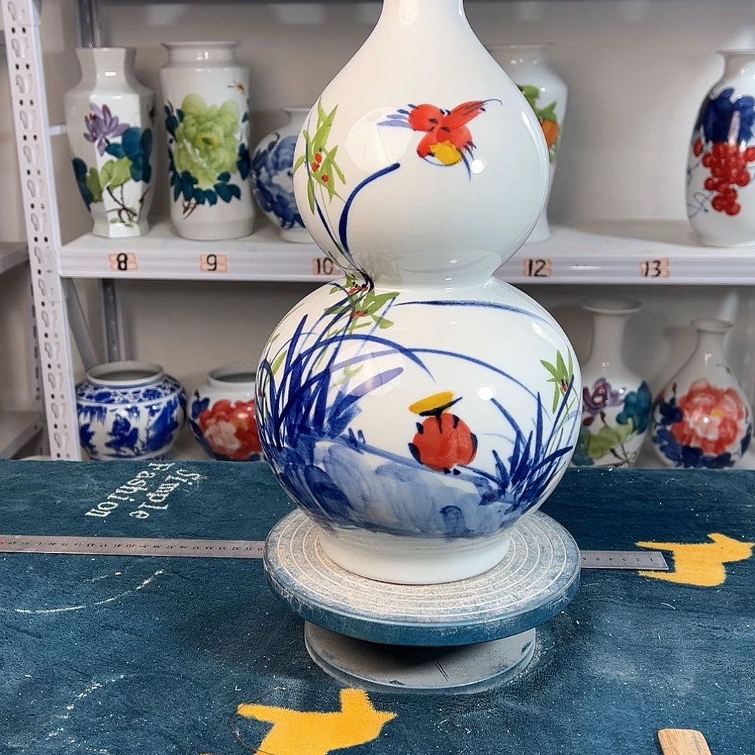 摆件景德镇陶瓷葫玉鸟