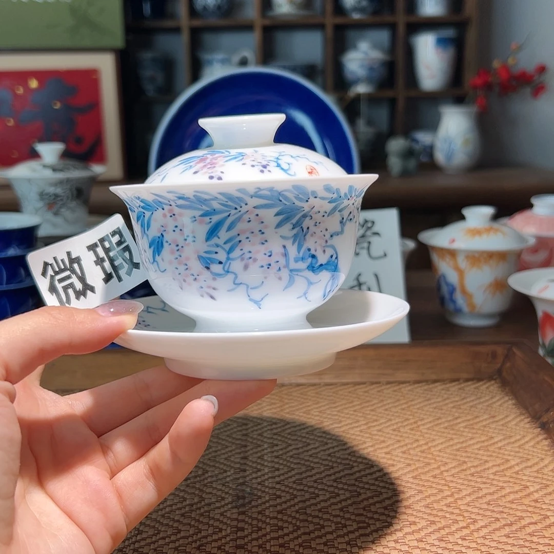 【闪购商品】微瑕 手绘 盖碗