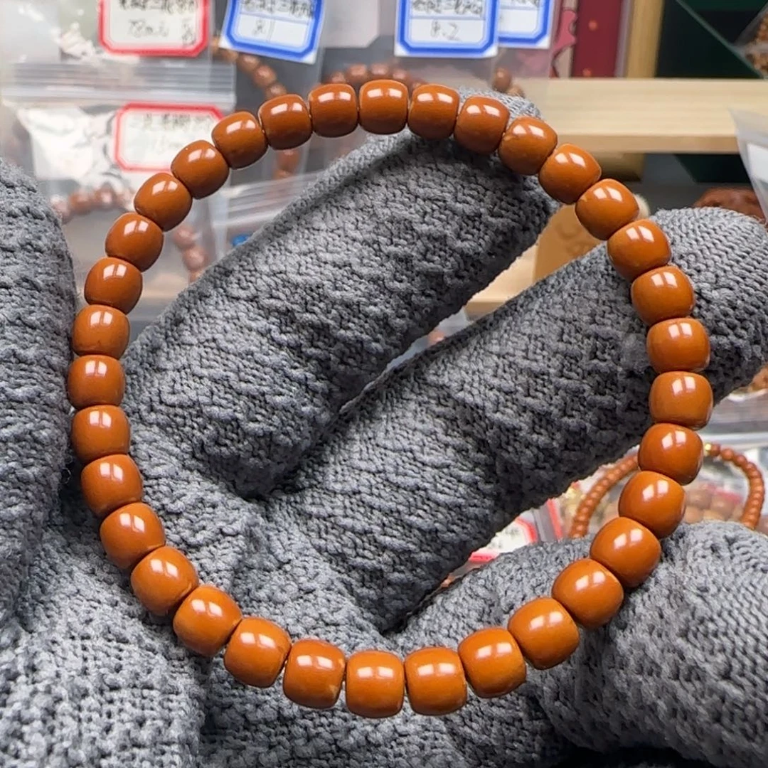 手串橄榄核老挝单圈正三花面无白6.5福利