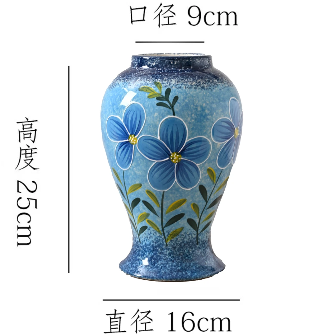 [手绘-大号美人花瓶】陶瓷花瓶干花鲜花陶罐桌面斗柜摆件