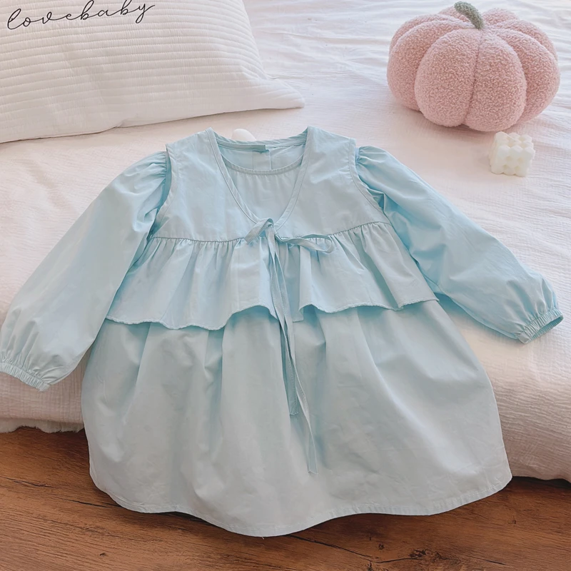 女童衬衫裙新款儿童洋气公主裙小女孩纯棉裙子宝宝两件套潮808