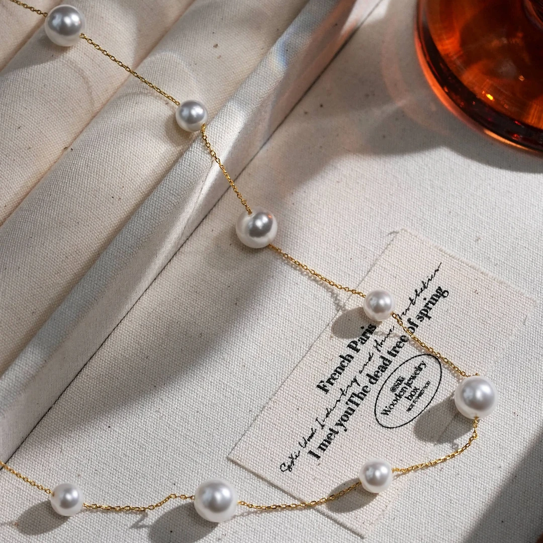 研初 链子925银 高光珠珠满天星项链设计百搭锁骨链轻奢气质颈链