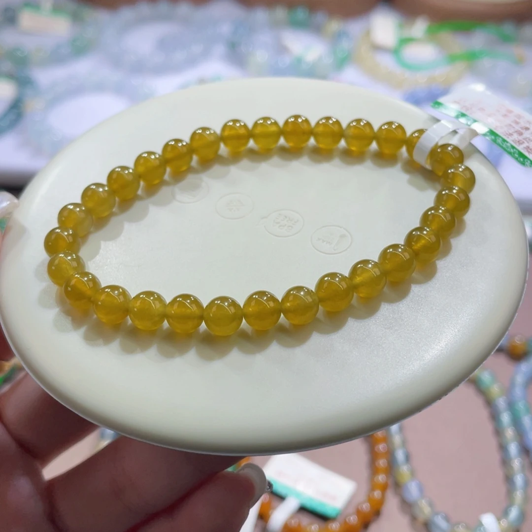 未镶嵌手链翡翠高冰茶黄卡6