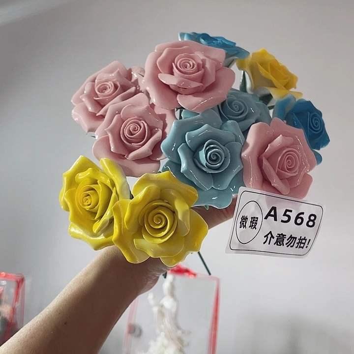 瓷片纯陶瓷手工捏花