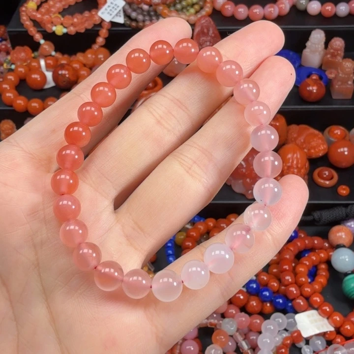 南红玛瑙未镶嵌渐变7.5mm