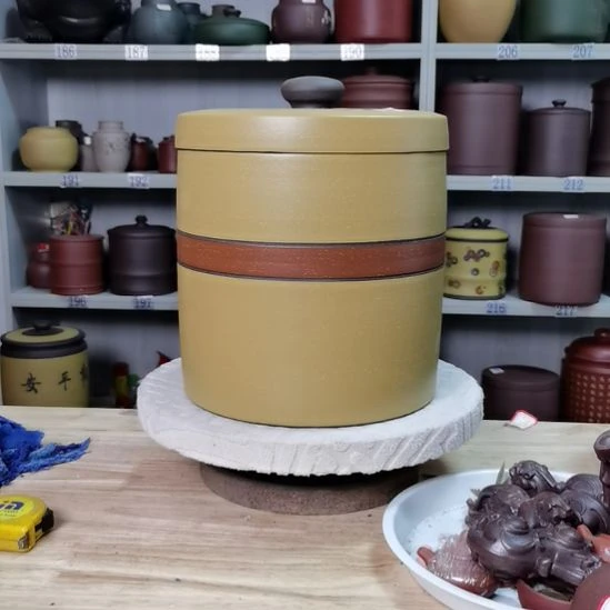 紫砂茶叶罐八饼装茶叶罐处理142