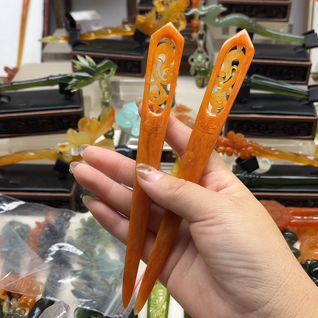 蛇纹石玉岫玉发簪未镶嵌瑜