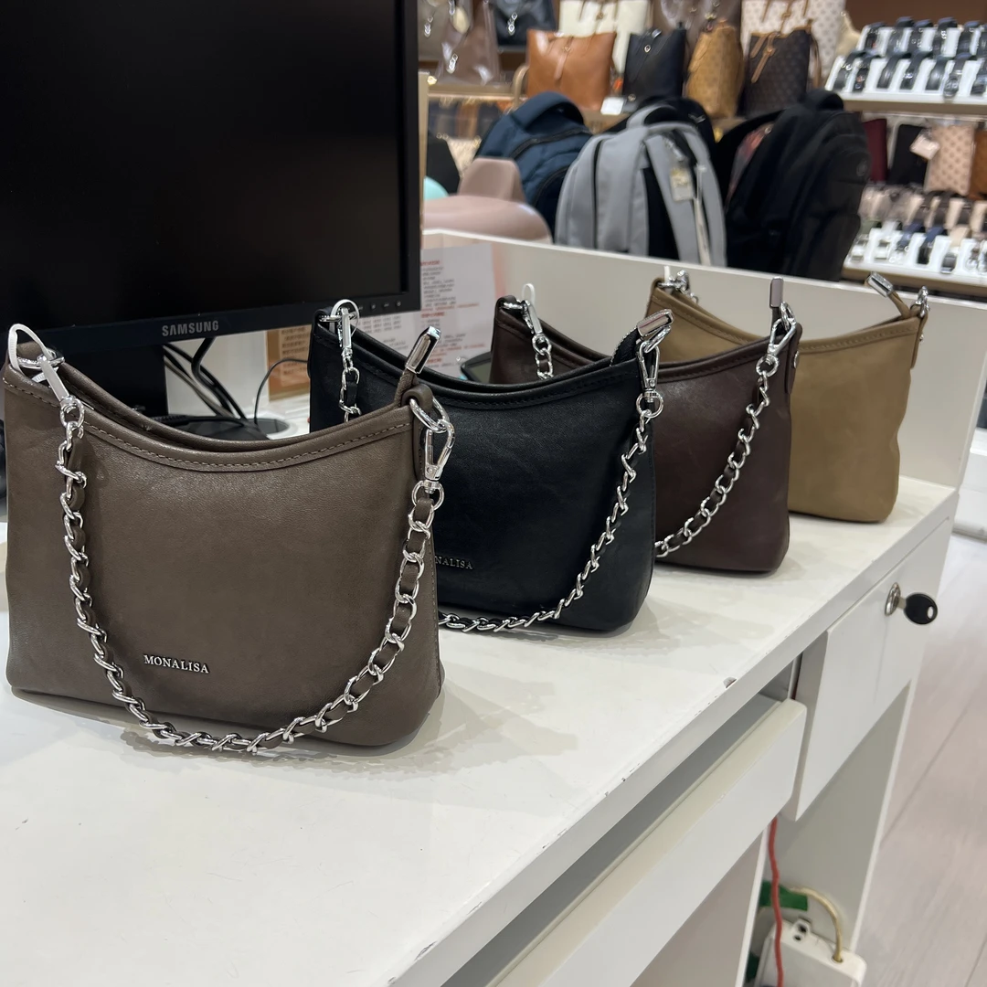蒙娜丽莎女包2025秋季新款纯色时尚百搭简约单肩斜挎腋下包流浪包