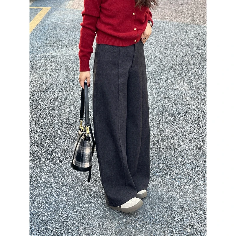 WenWen小个子【西装呢子裤.强推!】高腰百搭时尚阔腿裤子2434