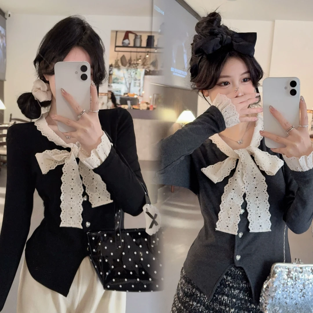 冬季加厚磨毛微胖大码女装打底蝴蝶结衬衫-6805