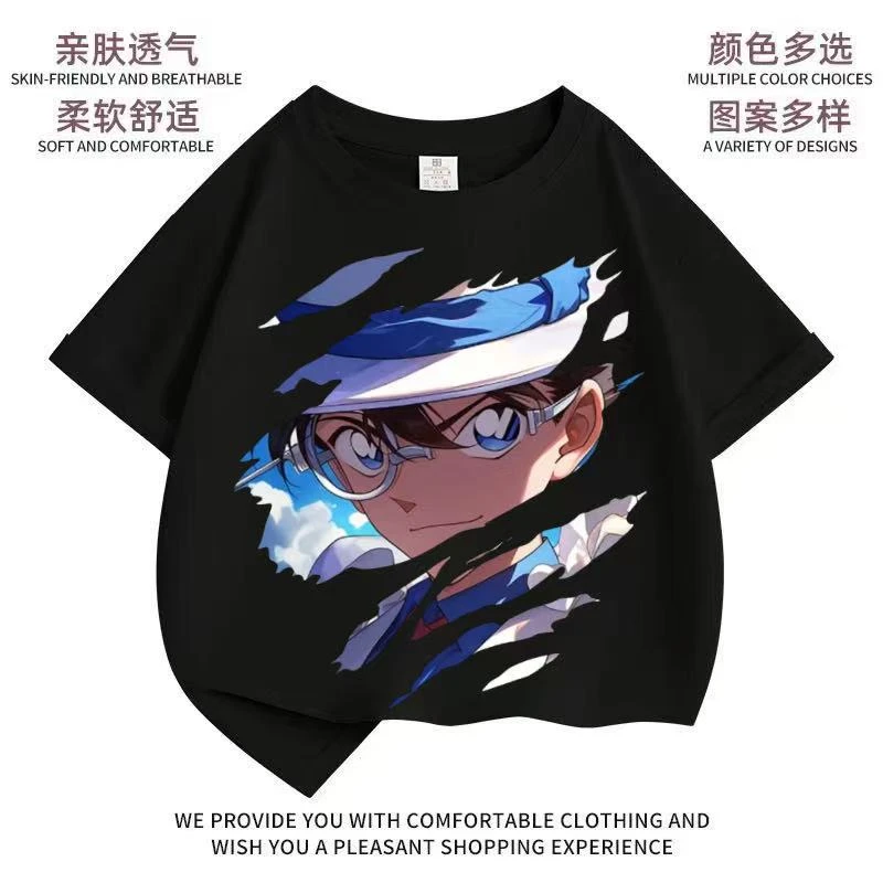 名侦探柯南基德男童短袖T恤中大童纯棉半袖二次元夏季宽松儿童t
