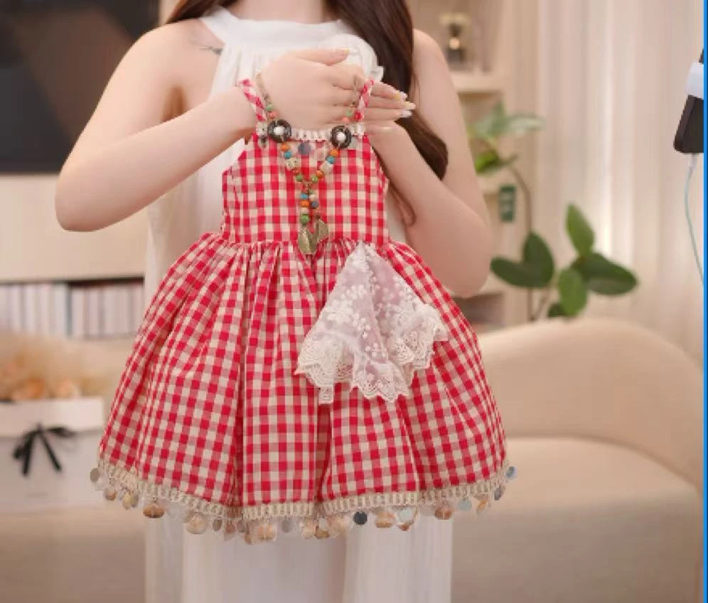 【6】小众设计女童珠珠吊带连衣裙