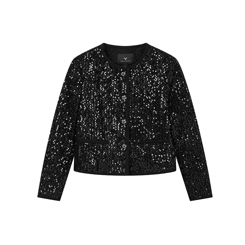 【女乔专属】爆款亮片贵气短款圆领高级礼服短外套X09AWS8072