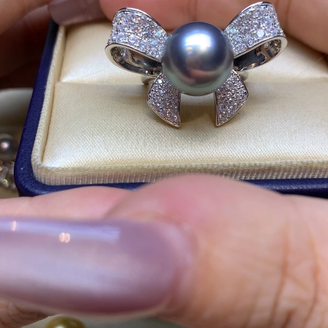 银S925镶嵌戒指海水珍珠