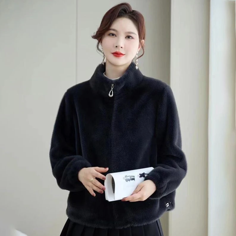 短款立领拉链开衫冬季女士加厚保暖休闲外套