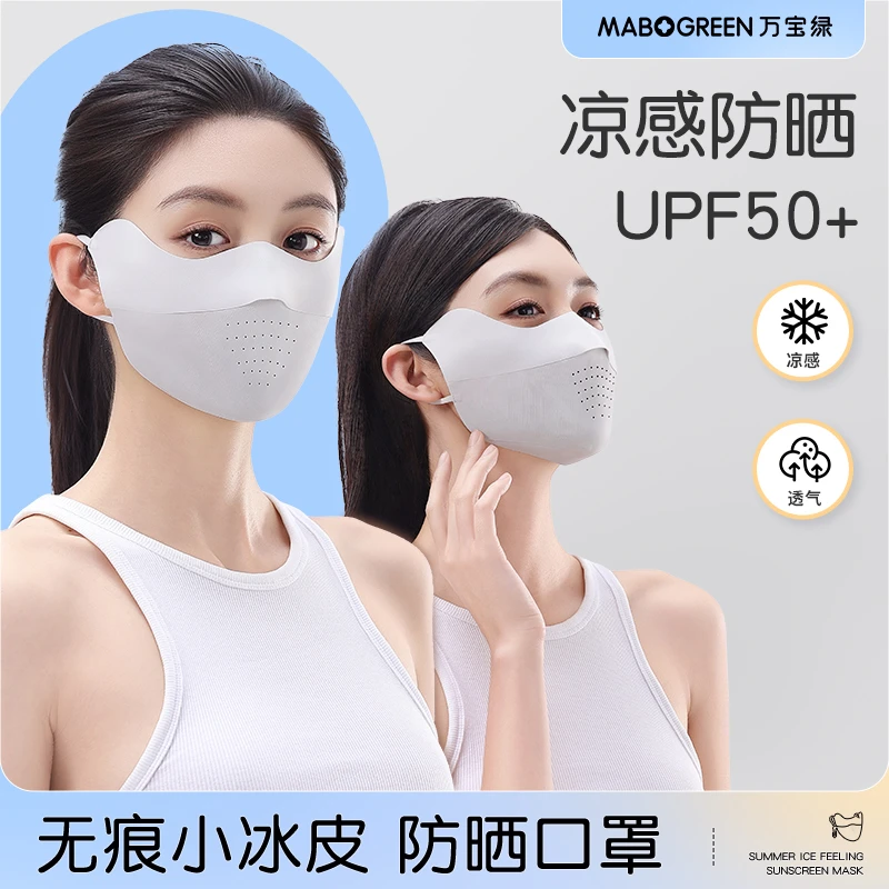 2025新款遮脸防晒口罩冰丝无痕防紫外线冰感降温护眼角防晒面罩