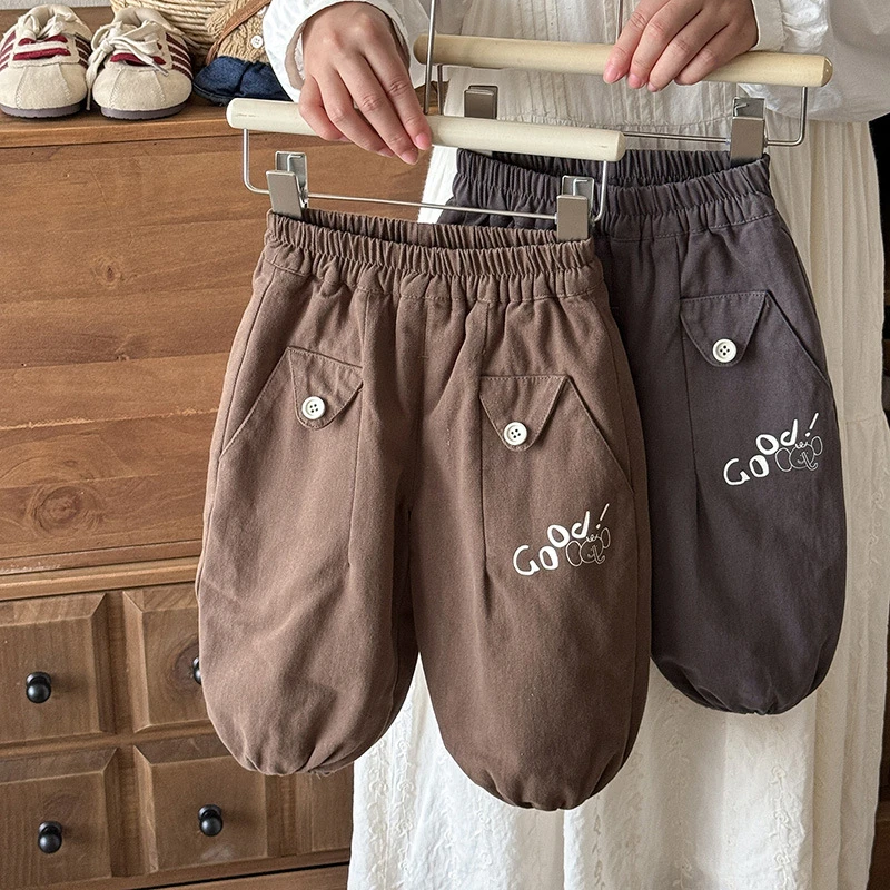 男童夹棉裤子新款冬季洋气时尚儿童宝宝加厚束脚裤婴幼儿保暖棉裤