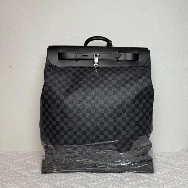 99新 LouisVuitton/路易威登 4163/时尚经典黑棋盘格大号旅行包