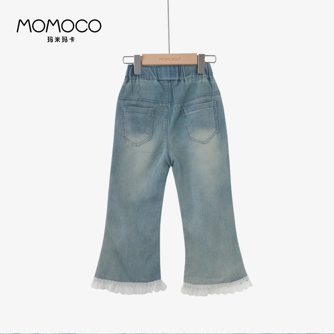 MOMOCO/玛米玛卡童装女童喇叭牛仔裤女宝洋气甜美长裤77630350002