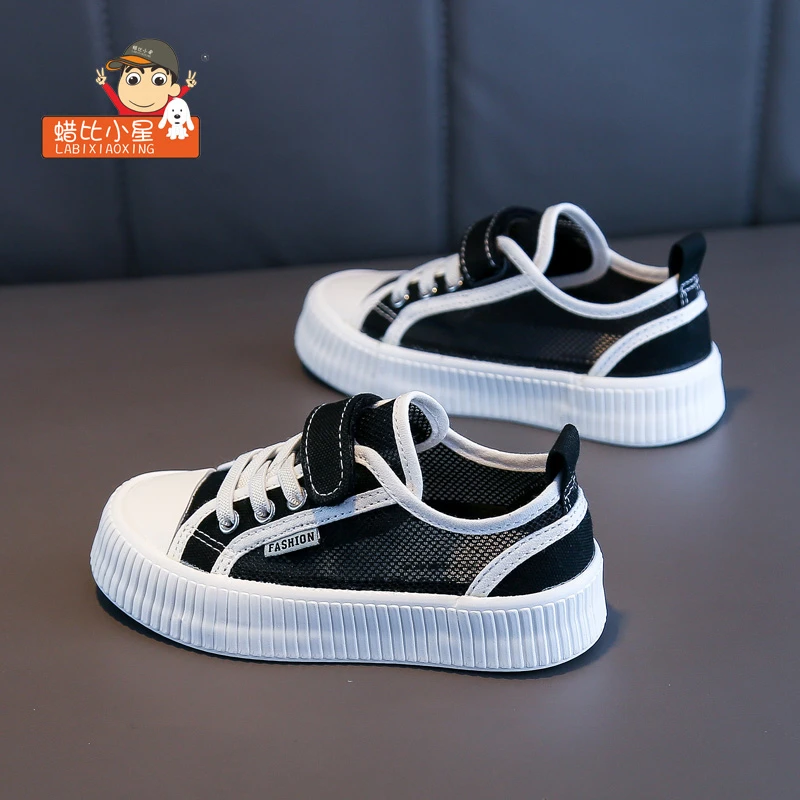 蜡比小星儿童网鞋男童小白鞋女童鞋子透气帆布鞋夏款2025夏季新款