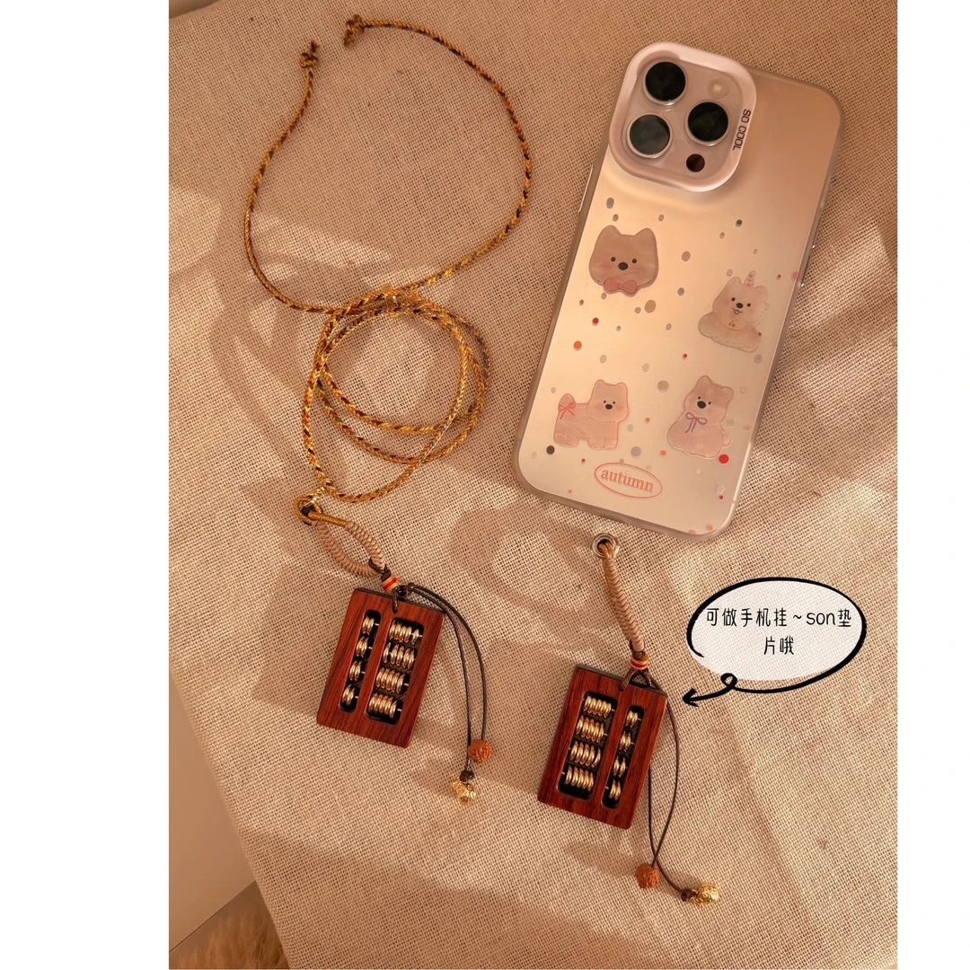 铜合金皮质项链 新中式小众算盘时尚精致项链