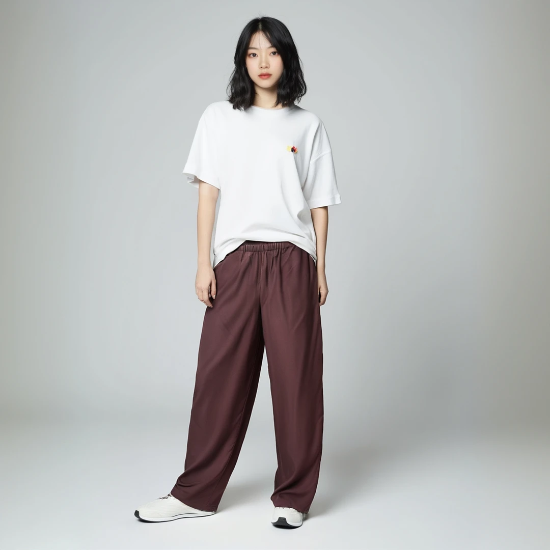 B202  女士弯刀裤高弹力降落伞裤直筒长裤宽松休闲休闲裤阔腿裤