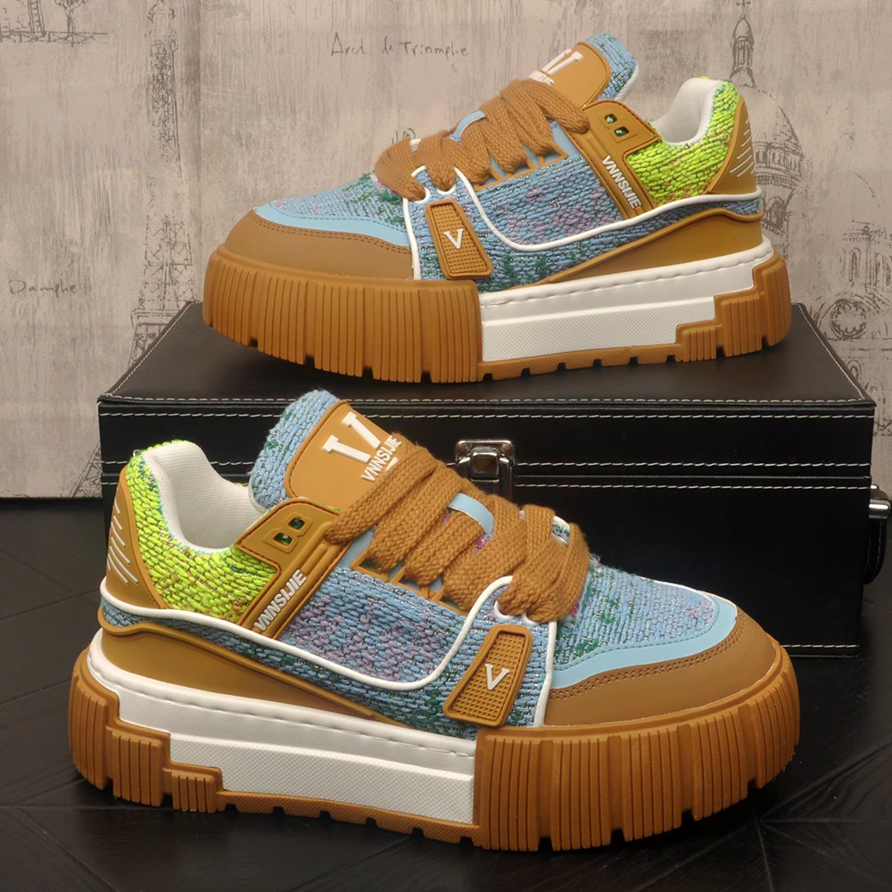 潮牌轻奢男鞋2025秋季新款厚底增高男板鞋时尚个性百搭运动休闲鞋