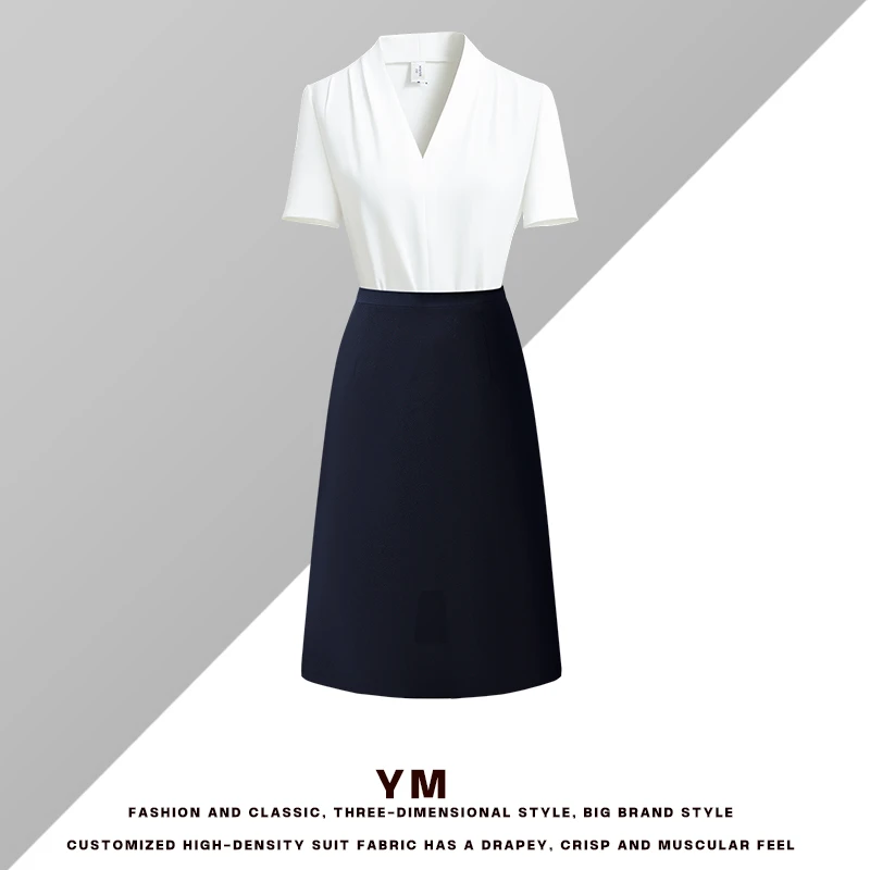 夏季修身白色V领短袖衬衫女士职业通勤气质商务面试正装上衣工服