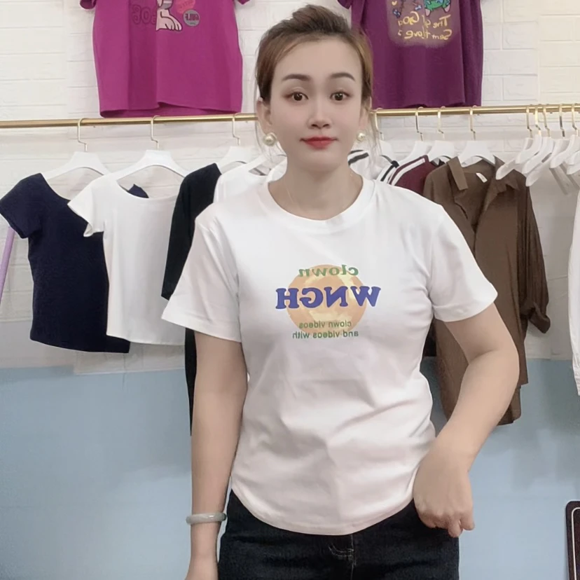 2025新款百搭显瘦字母印花短袖T恤