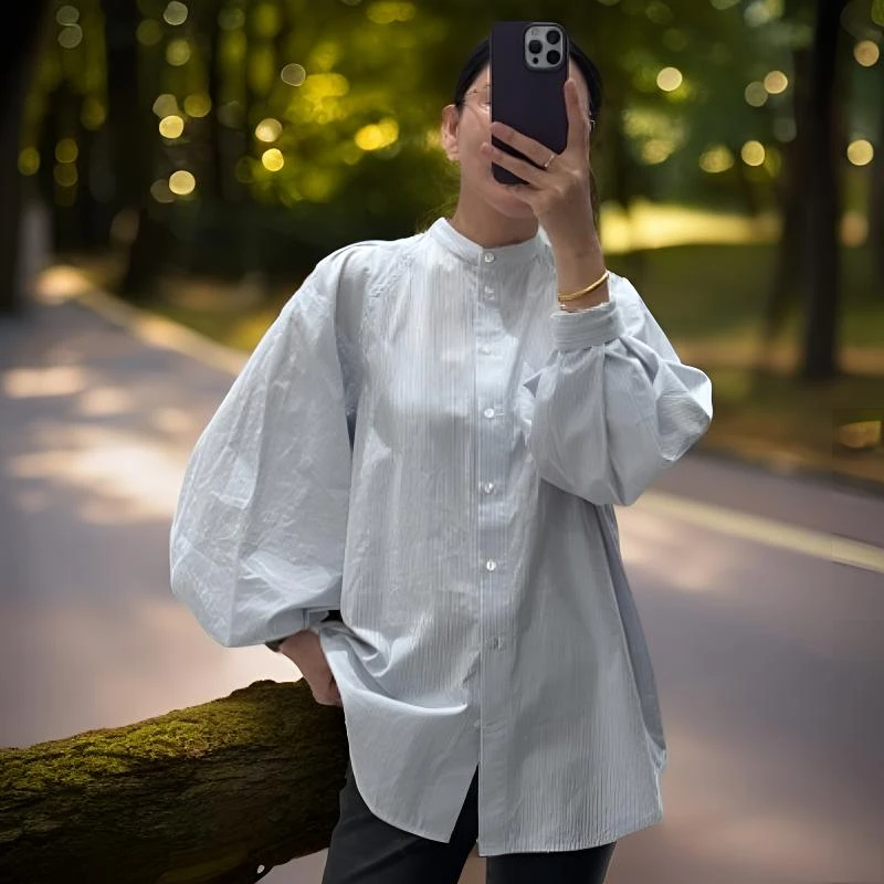 泡袖立领时尚衬衫