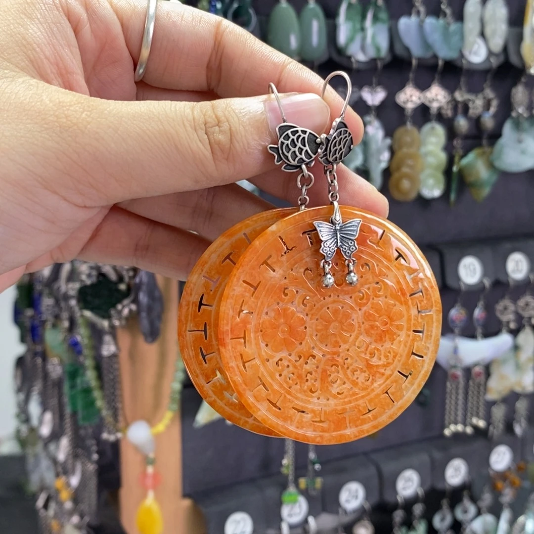 暖***贝翡翠银S925镶嵌耳饰X27